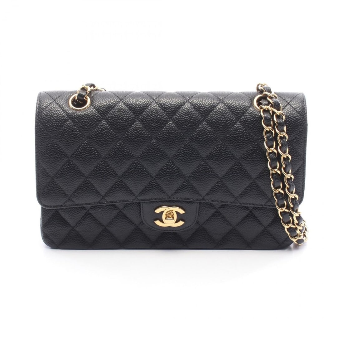 CHANEL Matelasse Double Flap Shoulder Bag in Grained Calfskin Leather, Women's, Black (1 of 13)