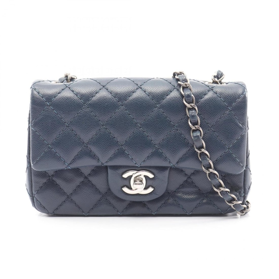 CHANEL Mini Matelasse 20 Shoulder Bag in Grained Calfskin Leather, Women's, Blue (1 of 14)