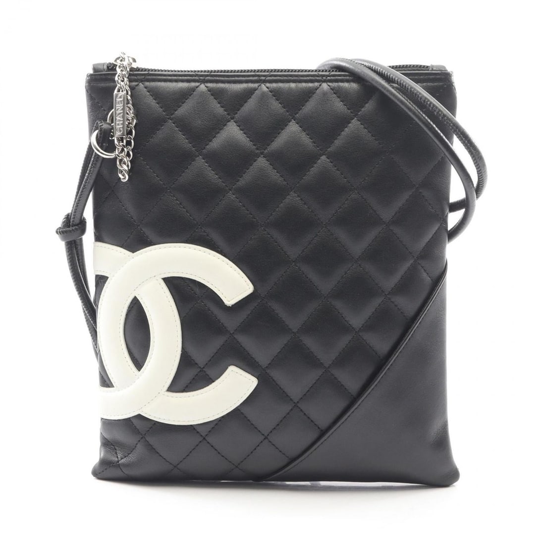 CHANEL Cambon Line Shoulder Bag, Leather, Women's, Black and White (1 of 13)