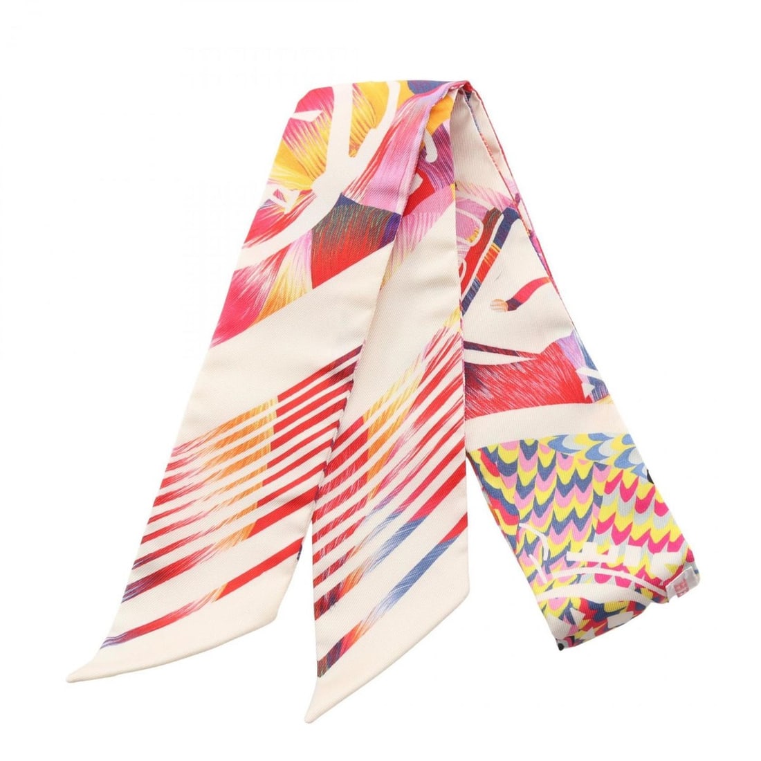 Hermes Hermès Twilly EX-LIBRIS MARBLE Silk Scarf for Women in White and Multicolor (1 of 12)