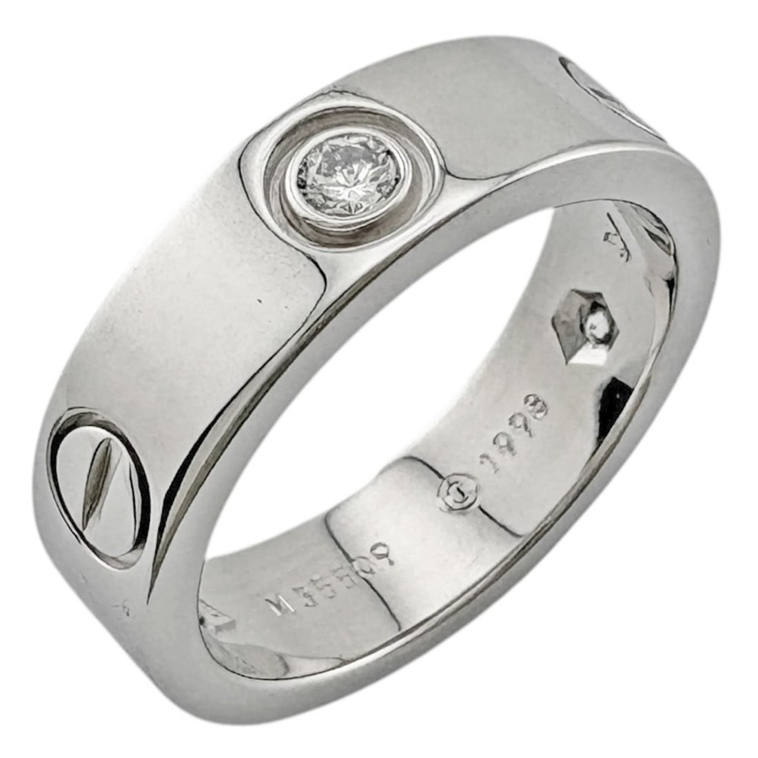 Cartier Love Half Diamond Ring, 18k Gold, Diamond, Women's, Pre-owned: --- Catalog ---Category: PackNumber in Pack: 1Category: SizeWidth: 5.5mm / 0.22''Weight: 8.5g / 0.29oz.JP Size: 11.5US Size: 6Category: DesignType: Band ringMetal: White GoldStone: DiamondGender: