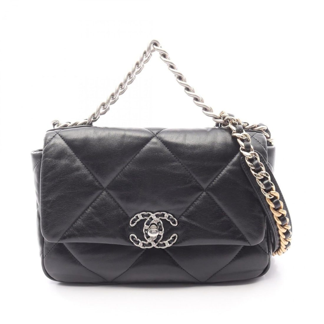 CHANEL 19 Disneuf Matelasse Shoulder Bag, Leather, Women's, Black, AS1160 (1 of 12)