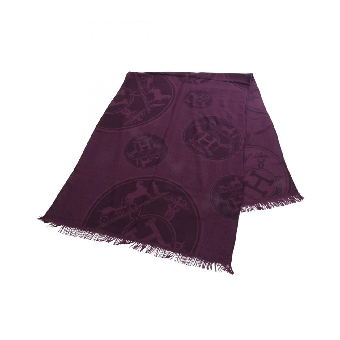 Hermes Hermès New Libris Scarf/Shawl, Silk, Cashmere, Women's, Purple (1 of 15)