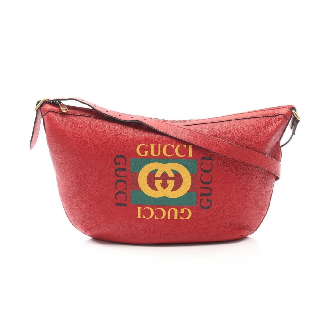 Gucci Half Moon Hobo Shoulder Bag, Leather, Women's, Red, Multicolor, 523588 (1 of 19)