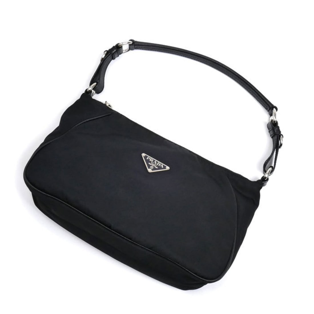 PRADA Prada Triangle Logo Nylon Shoulder Bag, Black, Women's: --- Catalog ---Category: SizeSize (HxWxD): 16cm x 26cm x 9.5cm / 6.29'' x 10.23'' x 3.74''Category: DesignType: Shoulder bagColor: BlackGender: WomenMaterial: Nylon Category: GeneralBrand: PradaCountr