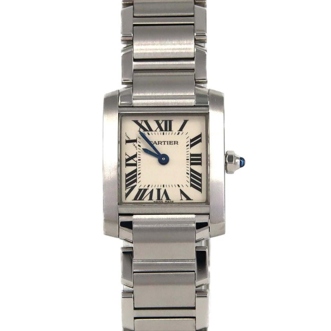 Cartier Tank Française SM W51008Q3 Stainless Steel Quartz Watch: --- Catalog ---Category: SizeWrist Size: 17cm / 6.69''Case Diameter: 20mm / 0.79''Category: DesignType: WristwatchGender: WomenColor (Dial): SilverMaterial (Band): Stainless steelMaterial (Case): Stai