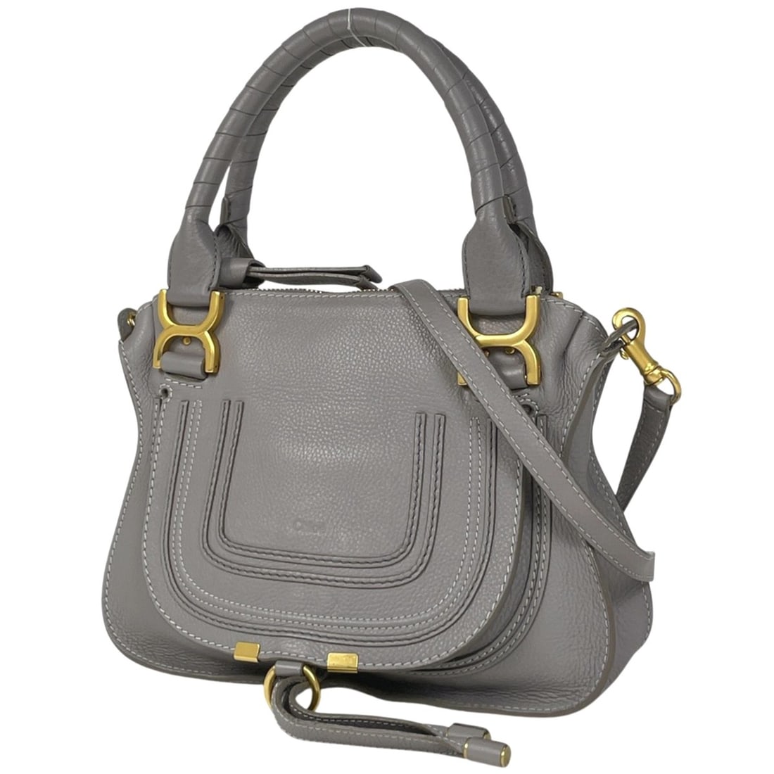 Chloé Chloe Marcie Handbag, 2-Way Shoulder Bag, Leather, Gray, Women's: --- Catalog ---Category: SizeSize (HxWxD): 22cm x 28cm x 9cm / 8.66'' x 11.02'' x 3.54''Category: DesignType: Handbag, Shoulder bagColor: GrayGender: WomenMaterial: Leather Category: GeneralBrand: Chl