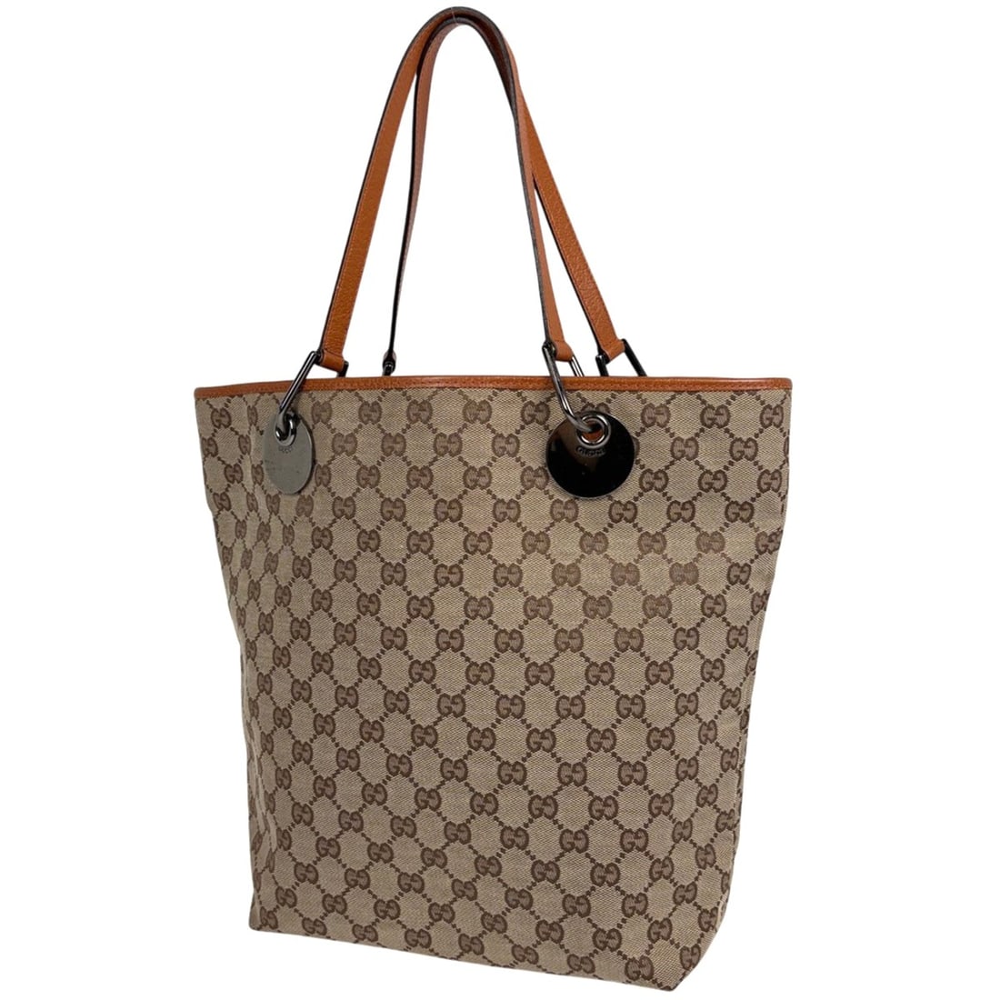 Gucci GG-patterned tote bag, handbag, shoulder GG canvas, beige and orange, 120836, women's: --- Catalog ---Category: SizeSize (HxWxD): 30.5cm x 25cm x 12cm / 12'' x 9.84'' x 4.72''Category: DesignType: Handbag, Tote bagColor: Beige, OrangeGender: WomenMaterial: GG canvas , Leather Category: