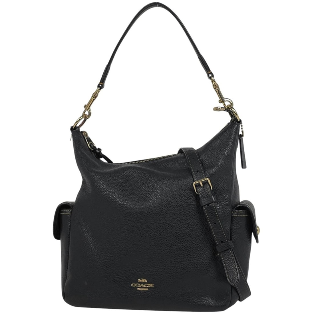 Coach COACH logo handbag, 2-way shoulder bag, leather, black, 6152, women's: --- Catalog ---Category: SizeSize (HxWxD): 29cm x 26.5cm x 14cm / 11.41'' x 10.43'' x 5.51''Category: DesignType: Handbag, Shoulder bagColor: BlackGender: WomenMaterial: Leather Category: GeneralMPN: