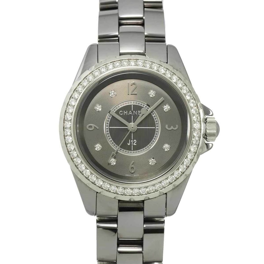 CHANEL J12 Chromatic 33mm H2565 Women's Watch with Diamond Bezel, 8 Diamonds, Gray Ceramic Quartz (1 of 12)