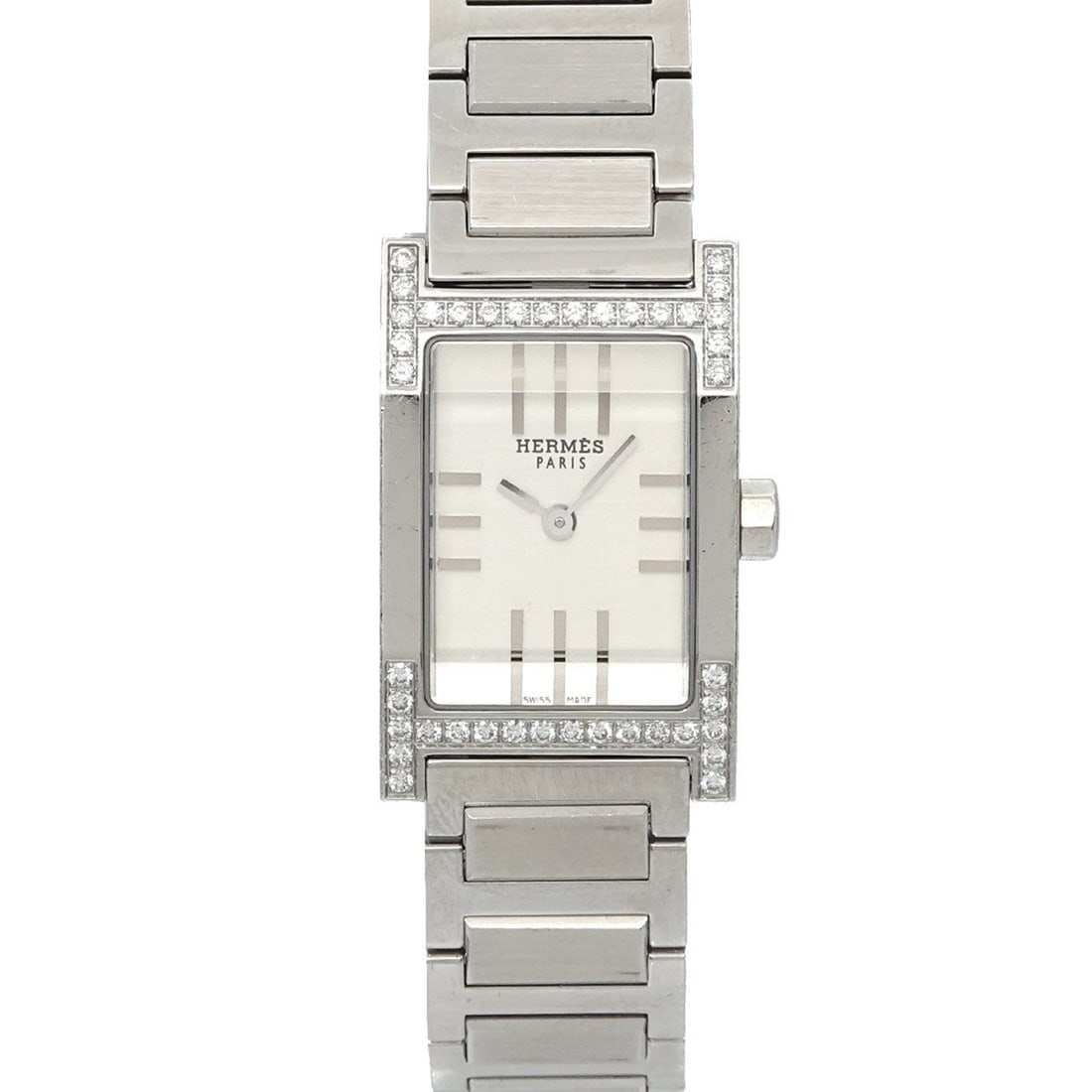 Hermès Tandem TA1 230 Women's Diamond Bezel Silver Quartz Watch: --- Catalog ---Category: SizeWrist Size: 16.5cm / 6.49''Case Diameter: 19mm / 0.75''Category: DesignType: WristwatchGender: WomenColor (Dial): SilverMaterial (Band): Stainless steelMaterial (Case): St