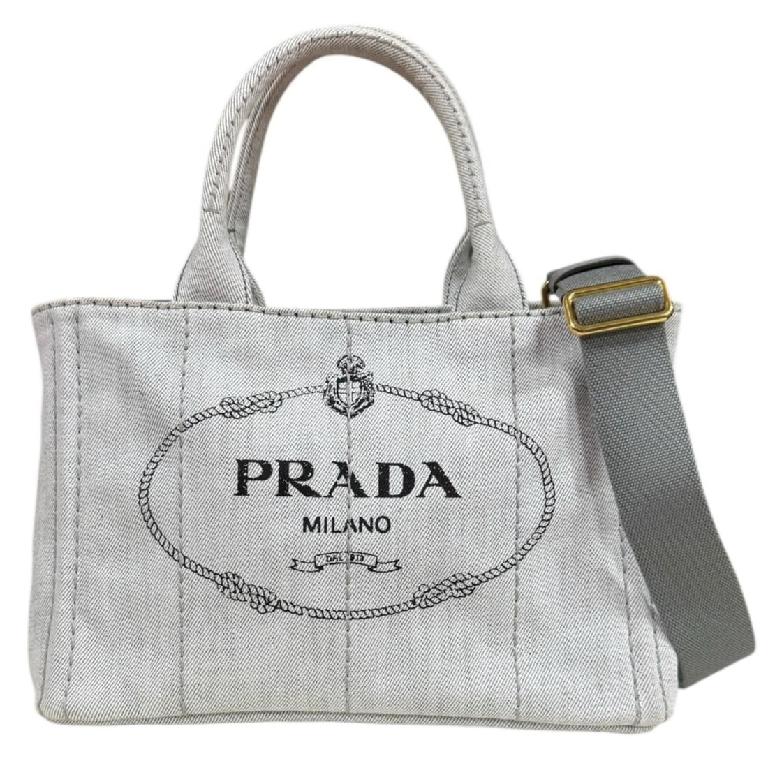 Pre-owned Prada Canapa Tote SS Shoulder Bag, Canvas 1BG439, Gray, Women's, 2-Way: --- Catalog ---Category: SizeSize (HxWxD): 18cm x 28cm x 15cm / 7.08'' x 11.02'' x 5.9''Category: DesignType: Shoulder bagColor: Gray, Light grayGender: WomenMaterial: Canvas Category: GeneralMPN: 1BG