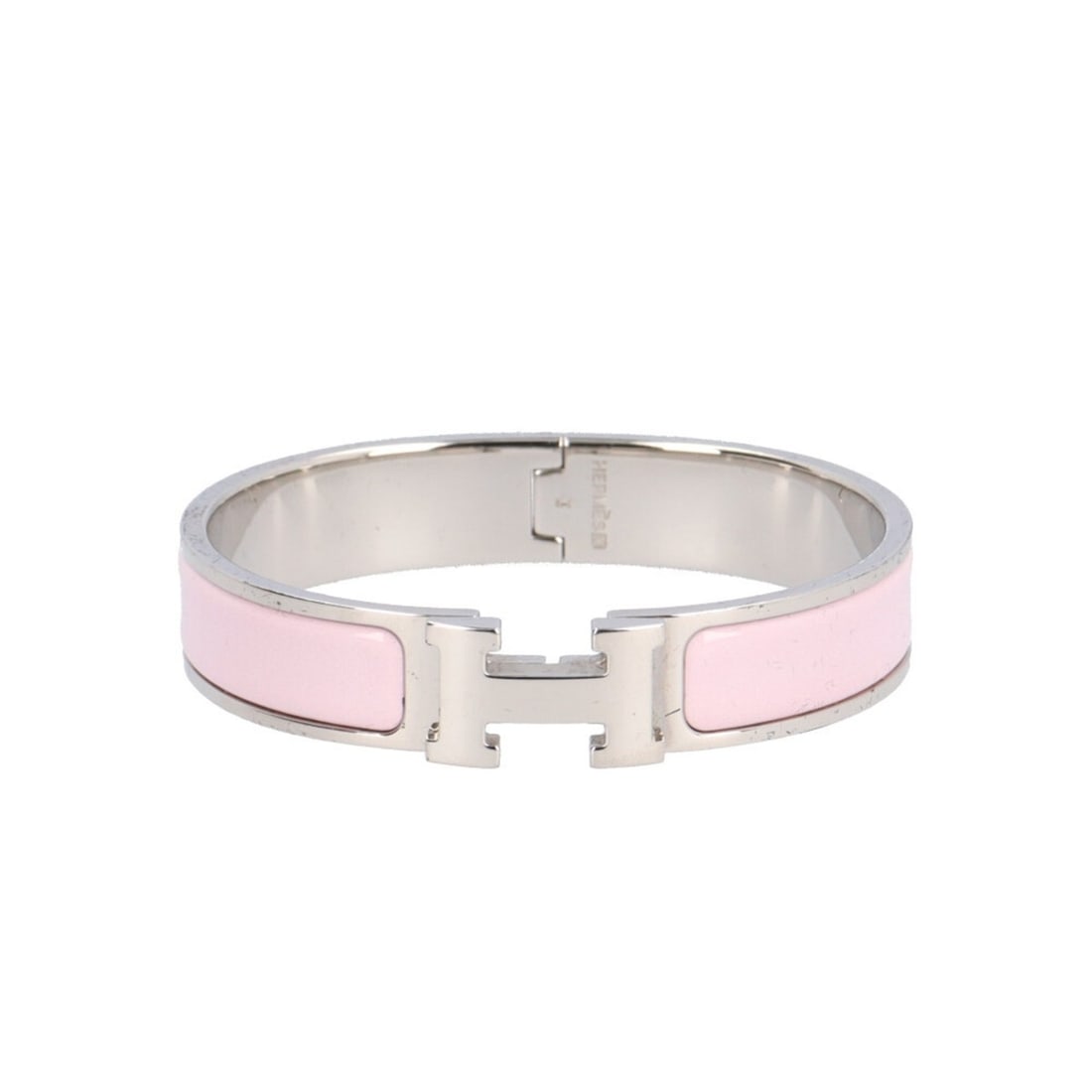 Hermes Hermès Click-Clack PM Bracelet, Metal, Women's, Pre-owned: --- Catalog ---Category: SizeLength: 15cm / 5.9''Category: DesignType: Charm braceletColor: Pink, SilverGender: WomenMaterial: Enamel, MetalCategory: GeneralBrand: Hermes--- Item List ---Section: Cond