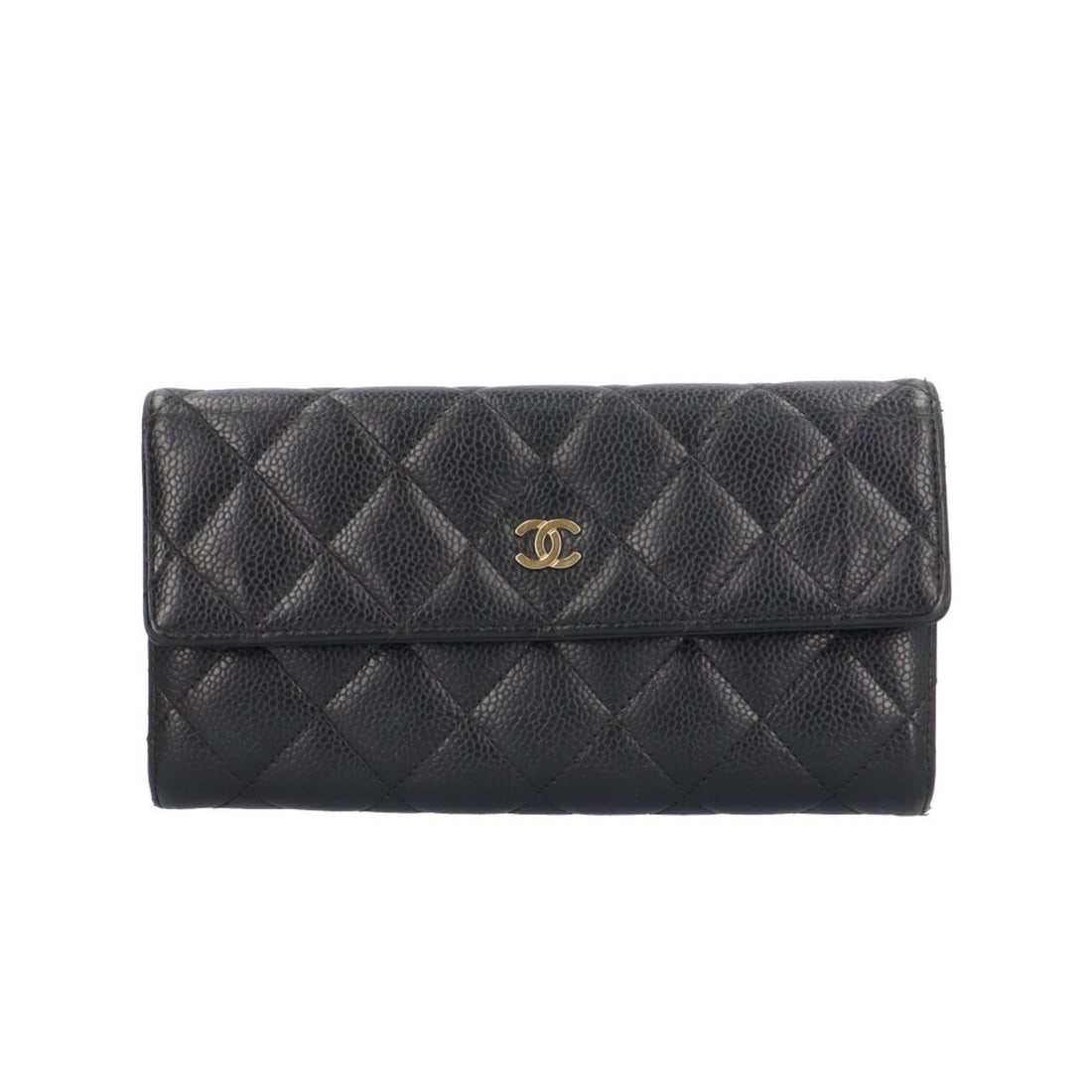Pre-owned Chanel Matelasse Long Wallet in Caviar Leather, A50096, Women's: --- Catalog ---Category: SizeSize (HxWxD): 10.5cm x 19cm x 3cm / 4.13'' x 7.48'' x 1.18''Category: DesignType: Coin purse/coin caseColor: BlackGender: WomenMaterial: Grained Calfskin Category: General