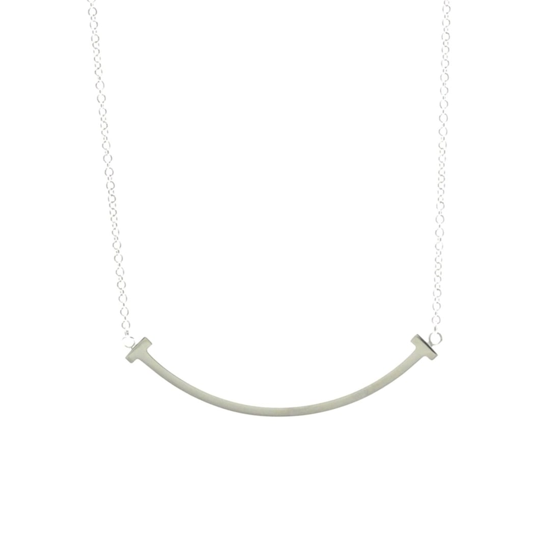 Tiffany Tiffany T Smile Small Necklace White Gold (18K) No Stone Women,Men Fashion Pendant Necklace: --- Catalog ---Category: SizeWeight: 3.1g / 0.1oz.Neck Circumference: 40 cm - 45 cm / 15.74'' - 17.71''Category: DesignColor: SilverMetal: White GoldStone: No StoneStyle: FashionGender: