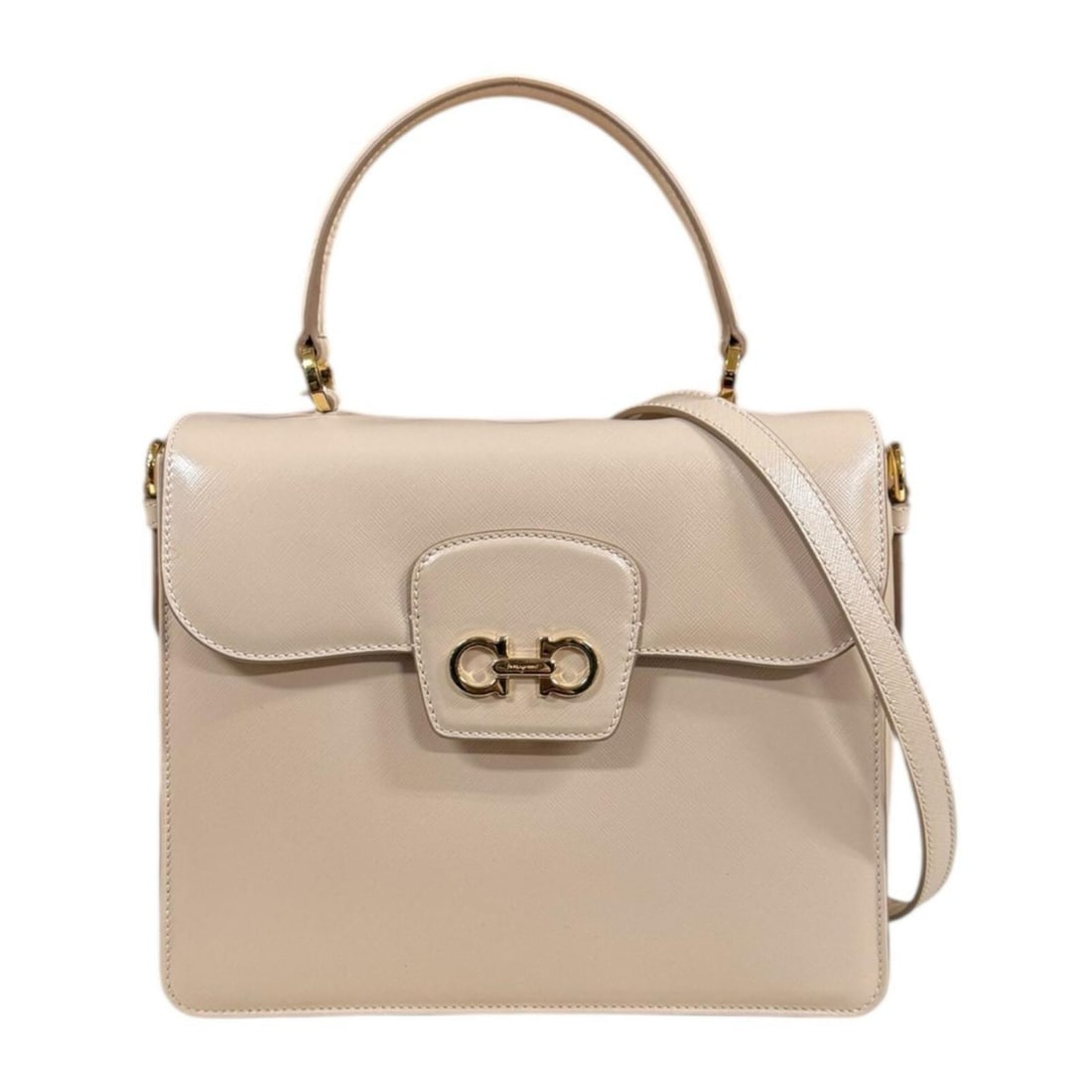 Salvatore Ferragamo shoulder bag, beige leather, women's, pre-owned, 2-way.: --- Catalog ---Category: SizeWeight: 665g / 1.46lb.Size (HxWxD): 20cm x 26cm x 8.5cm / 7.87'' x 10.23'' x 3.34''Strap Length: 90cm / 35.43''Handle Length: 27cm / 10.62''Category: DesignType: Shoulder