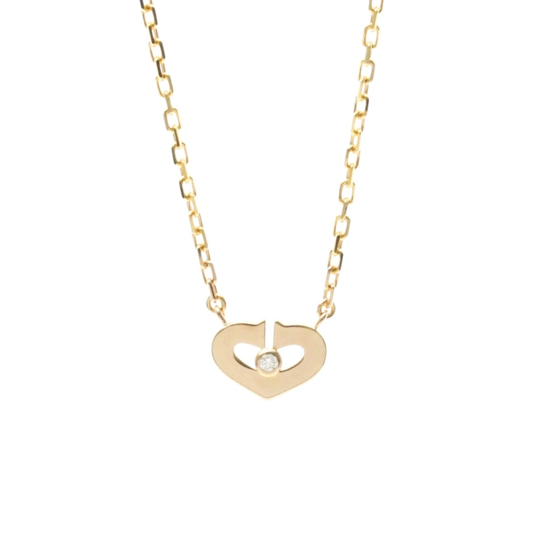 Cartier C Heart Necklace 1P Diamond Pink Gold (18K) Diamond Women,Men Fashion Pendant Necklace (Pink: --- Catalog ---Category: SizeWeight: 4.2g / 0.14oz.Pendant Size: 7.3mm x 10mm / 0.28'' x 0.39''Neck Circumference: 40 cm / 15.74''Category: DesignColor: Pink goldMetal: GoldStone: DiamondStyle: Fashio