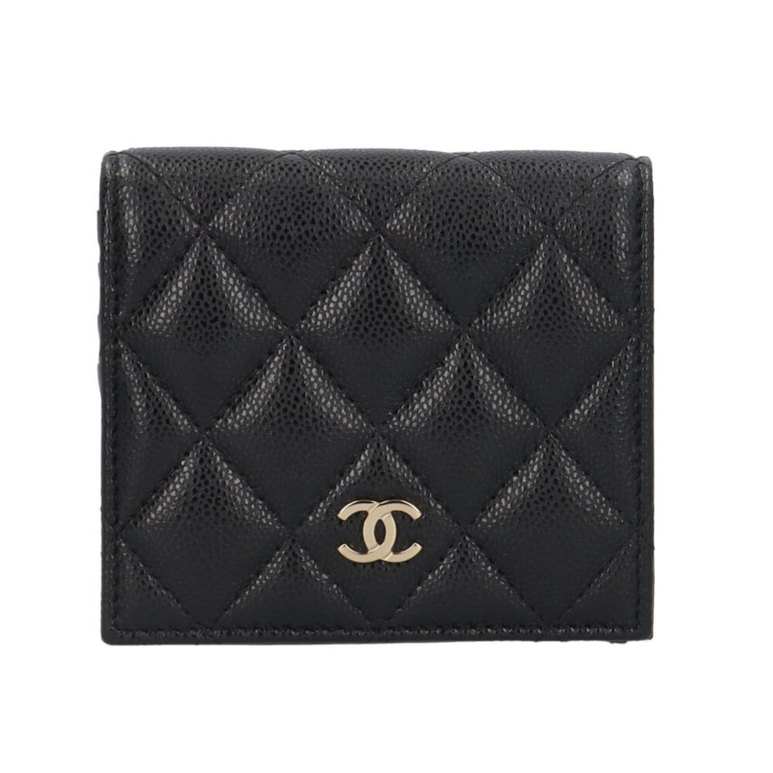 Pre-owned Chanel Coco Mark Matelasse Bifold Wallet in Caviar Leather for Women: --- Catalog ---Category: SizeWeight: 90g / 3.17oz.Size (HxWxD): 9cm x 10cm x 3cm / 3.54'' x 3.93'' x 1.18''Category: DesignType: Wallet (bi-fold)Color: BlackGender: WomenHandmade: YesMaterial: Grained