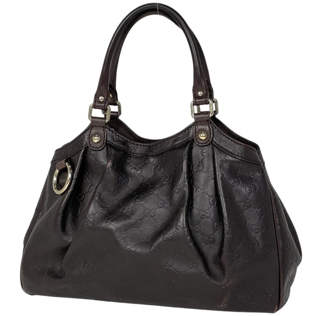 Gucci Sukey Signature Tote Bag in Shimmering Leather, Dark Brown, 211944, Women's (1 of 8)