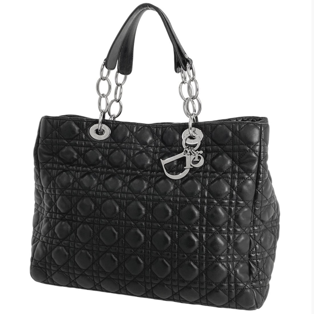 Christian Dior Cannage Chain Tote Bag, Shoulder Leather, Black, Women's: --- Catalog ---Category: SizeSize (HxWxD): 28cm x 36cm x 14cm / 11.02'' x 14.17'' x 5.51''Category: DesignType: Shoulder bag, Tote bagColor: BlackGender: WomenMaterial: Leather Category: GeneralBrand: