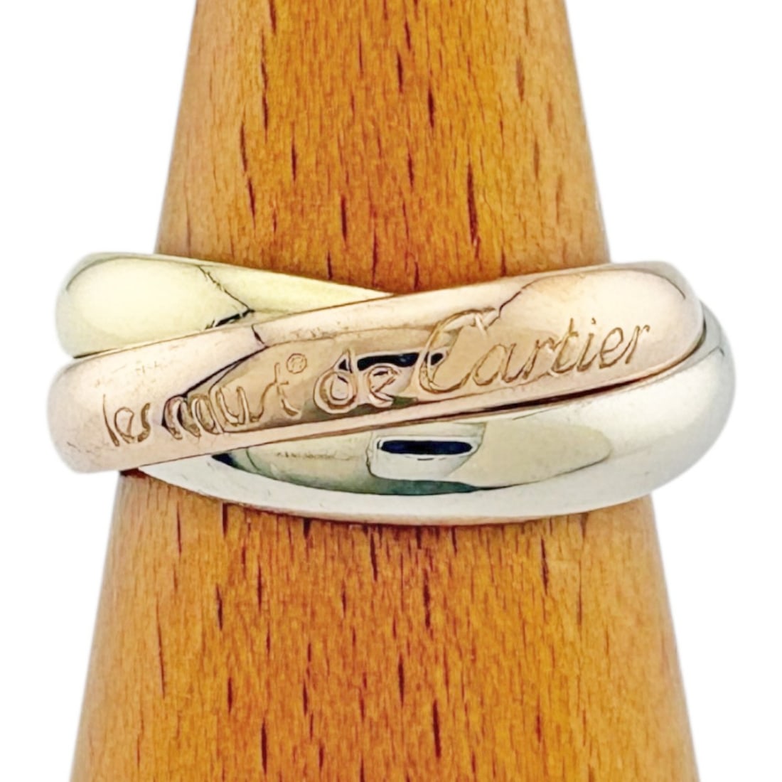 Cartier Trinity Ring, 18k Gold, Women's, Pre-owned: --- Catalog ---Category: SizeWeight: 7.7g / 0.27oz.JP Size: 12US Size: 6.5Category: DesignType: Band ringColor: Gold, Pink gold, SilverGender: WomenHandmade: YesMaterial: Pink gold (18K), White gold (