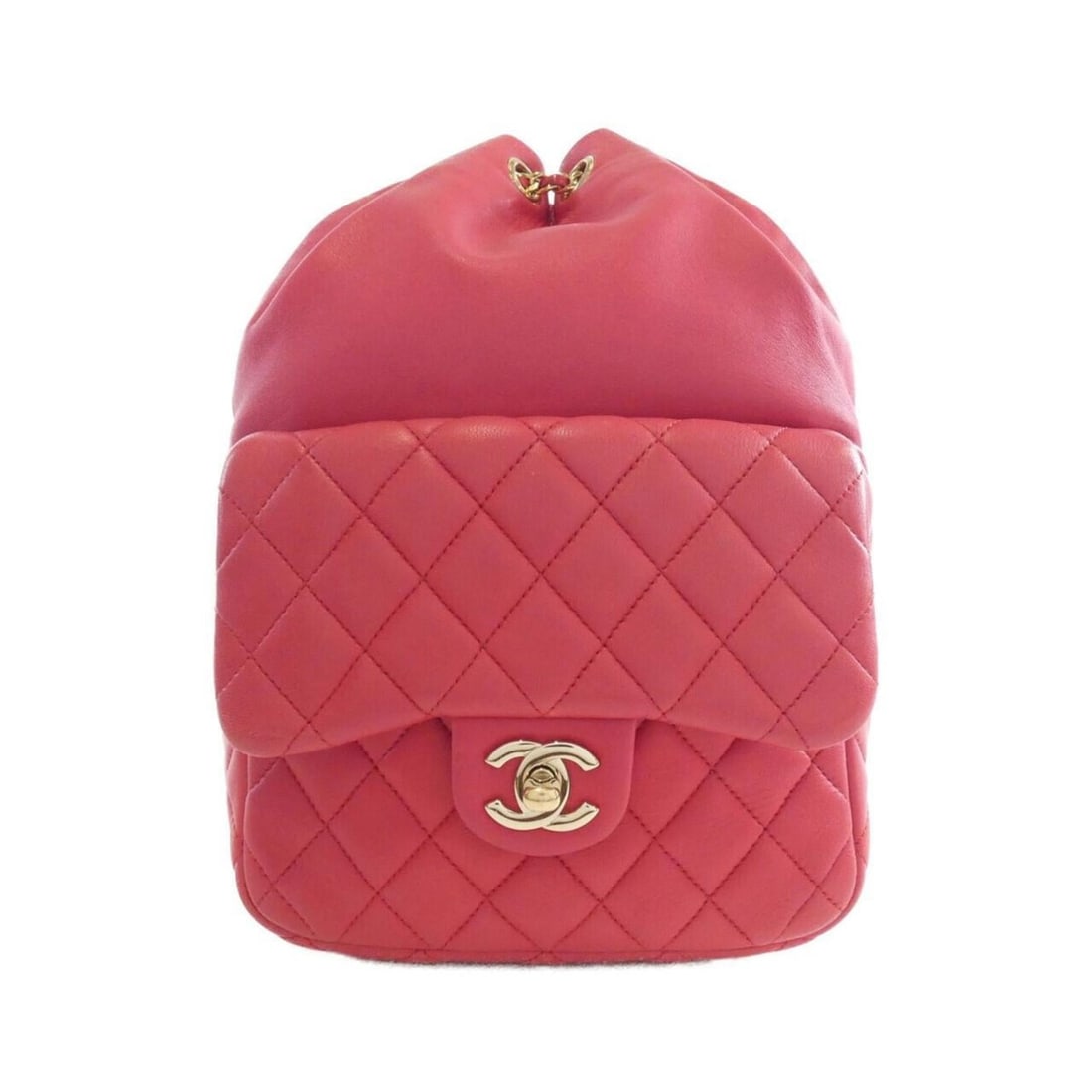 Chanel 94417 Backpack: --- Catalog ---Category: SizeSize (HxWxD): 30cm x 18cm x 6cm / 11.81'' x 7.08'' x 2.36''Category: DesignType: BackpackColor: PinkGender: WomenMaterial: Leather Hardware Color: GoldLeather/Fur Type: La