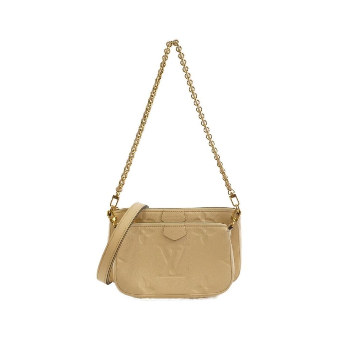 Louis Vuitton Monogram Empreinte Multi Pochette Accessoires M46568 Shoulder Bag: --- Catalog ---Category: SizeSize (HxWxD): 14cm x 25cm x 4cm / 5.51'' x 9.84'' x 1.57''Category: DesignType: Pochette, Shoulder bagColor: CreamGender: WomenMaterial: Leather Hardware Color: GoldLeathe