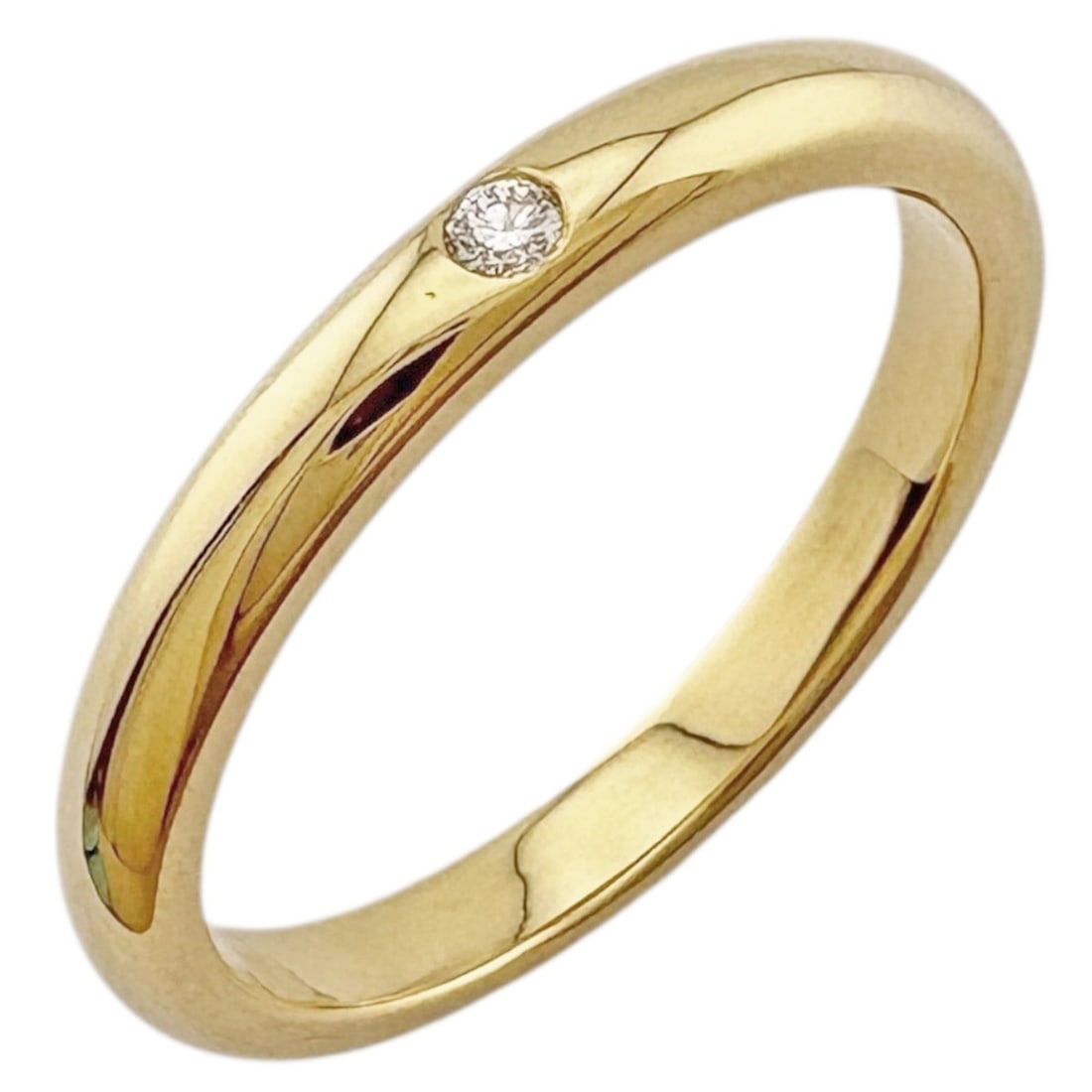 Pre-owned Tiffany & Co. 18k gold diamond stacking band ring for women.: --- Catalog ---Category: PackNumber in Pack: 1Category: SizeWidth: 2.5mm / 0.1''Weight: 3.8g / 0.13oz.JP Size: 12.5US Size: 6.5Category: DesignType: Band ringStone: DiamondGender: WomenHandmade: YesMa