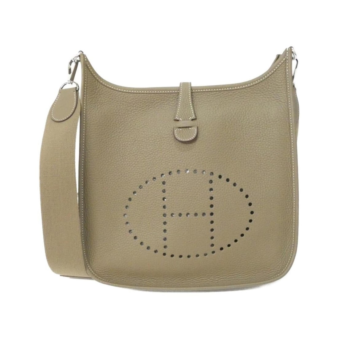 Hermes Hermès Evelyn 3 PM 056277CK Shoulder Bag: --- Catalog ---Category: SizeSize (HxWxD): 29cm x 28cm x 8cm / 11.41'' x 11.02'' x 3.14''Category: DesignType: Shoulder bagColor: Beige, Etoupe grayGender: WomenMaterial: Taurillon clemence leather Ca