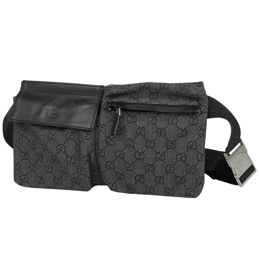 Gucci GG pattern waist bag, pouch, body bag in canvas, black, 28566, for women: --- Catalog ---Category: SizeSize (HxWxD): 16.5cm x 29cm x 2cm / 6.49'' x 11.41'' x 0.78''Category: DesignType: Fanny pack, Sling bagColor: BlackGender: WomenMaterial: GG canvas , Leather Category: Ge