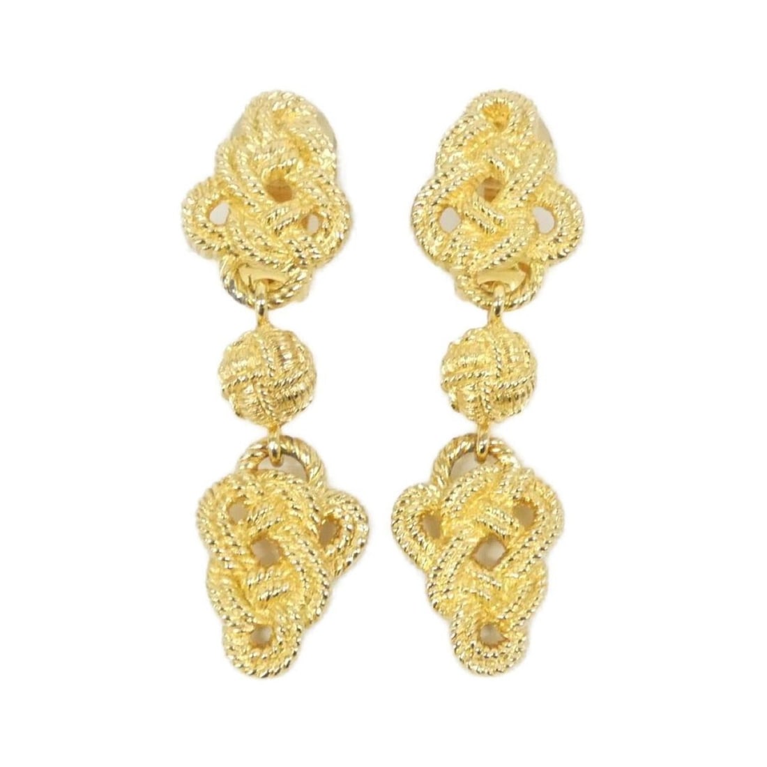 Christian Dior Earrings: --- Catalog ---Category: SizeSize (HxWxD): 60.00mm x 15.00mm / 2.36'' x 0.59''Category: DesignType: Clip earringsColor: GoldGender: WomenCategory: GeneralBrand: Christian Dior--- Item List ---Section: