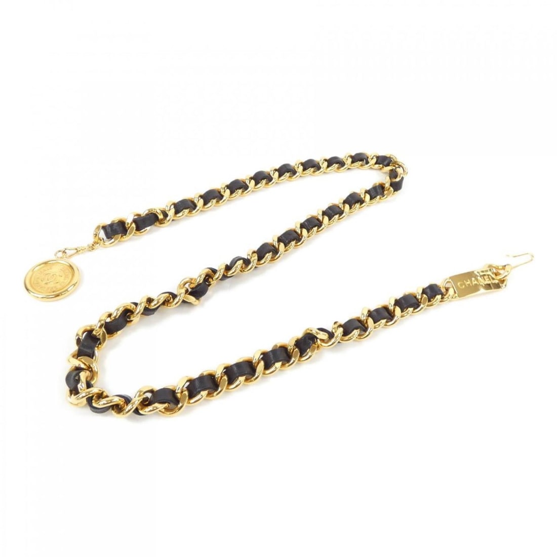 CHANEL belt: --- Catalog ---Category: SizeLength: 93.5cm / 36.81''Category: DesignType: Chain beltColor: Black, GoldGender: WomenCategory: GeneralBrand: Chanel--- Item List ---Section: ConditionRanking: Rank B Use