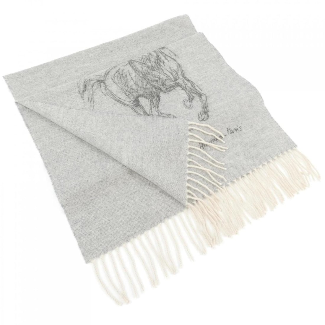 Hermes Hermès Gallop Pirouette Scarf H392850T: --- Catalog ---Category: SizeSize (LxW): 1.6m x 39cm / 62.99'' x 15.35''Category: DesignType: StoleColor: GrayGender: MenMaterial: Cashmere Category: GeneralMPN: H392850TBrand: Hermes--- Item List