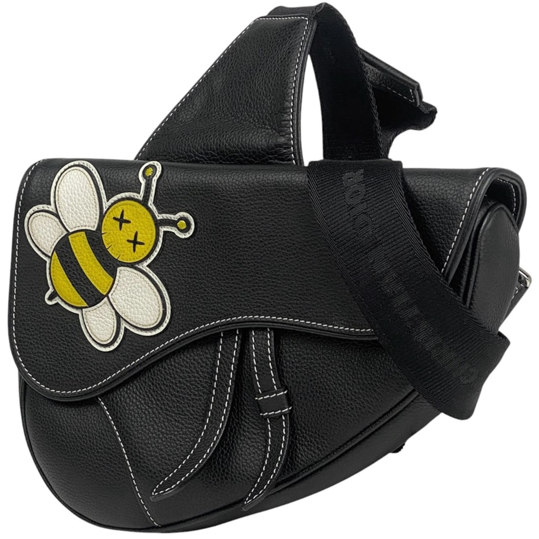 Christian Dior Saddle Bag, KAWS Collaboration Bee Shoulder Bag/Body Leather, Black, Women's: --- Catalog ---Category: SizeSize (HxWxD): 19cm x 27cm x 4cm / 7.48'' x 10.62'' x 1.57''Category: DesignType: Saddle bag, Shoulder bag, Sling bagColor: BlackGender: Men,WomenMaterial: Leather Category