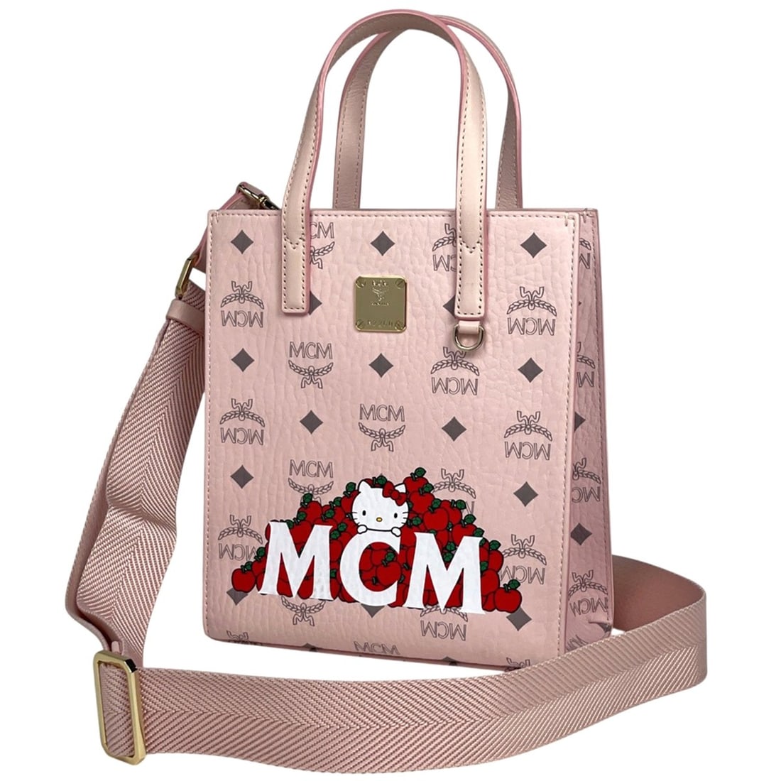 MCM Logogram Tote Bag, Visetos and Hello Kitty Collaboration, 2-Way Leather Pink, Women's (1 of 9)