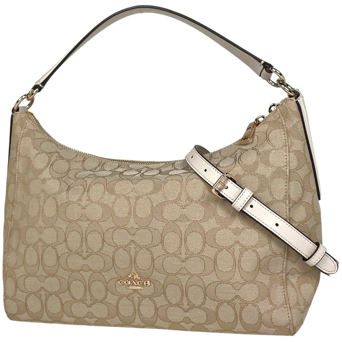 Coach Signature Handbag, 2-Way Shoulder Bag, Canvas, Beige, White, F58284, Women's: --- Catalog ---Category: SizeSize (HxWxD): 20cm x 30.5cm x 13cm / 7.87'' x 12'' x 5.11''Category: DesignType: Handbag, Shoulder bagColor: Beige, WhiteGender: WomenMaterial: Canvas , Leather Category: