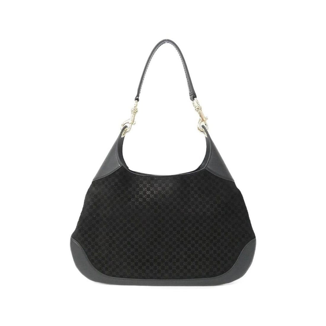 Gucci B 834981 AAEE7 Shoulder Bag: --- Catalog ---Category: SizeSize (HxWxD): 26cm x 42cm x 5.5cm / 10.23'' x 16.53'' x 2.16''Category: DesignType: Shoulder bagColor: BlackGender: Men,WomenMaterial: Suede , Leather Hardware Color: Gold