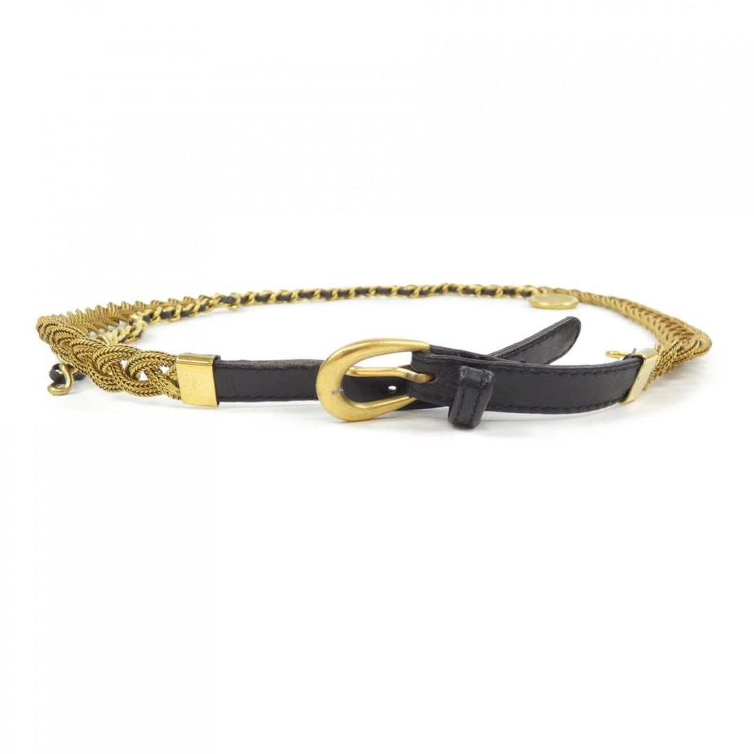 CHANEL belt: --- Catalog ---Category: SizeWidth: 1.5cm / 0.59''Length: 84cm - 87.5cm / 33.07'' - 34.44''Category: DesignType: Standard beltColor: Black, GoldGender: Women,MenEmbellishment: AbrasionCategory: Genera