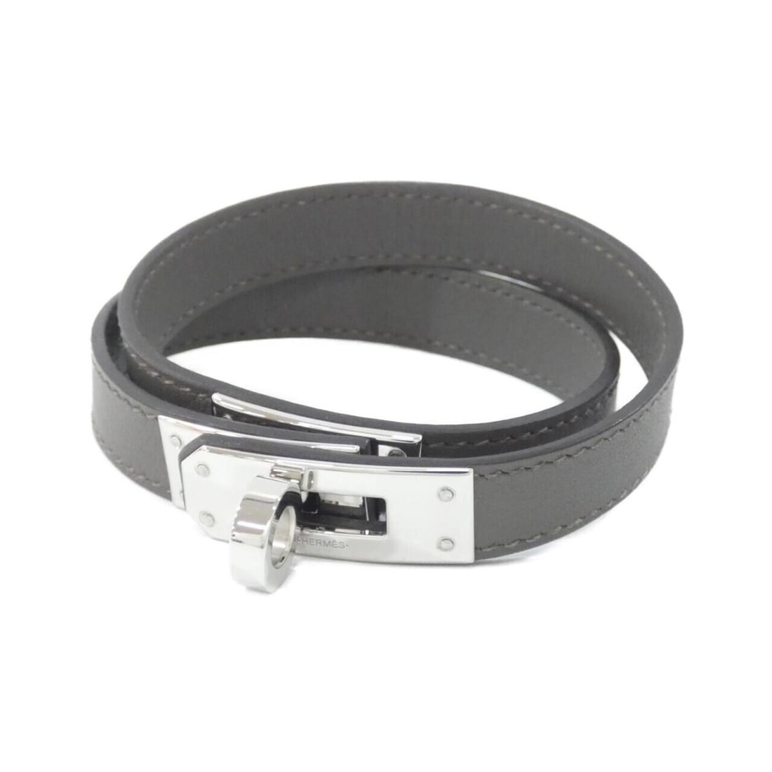 Hermes Hermès Kelly Double Tour 500068FK Bracelet: --- Catalog ---Category: SizeLength: 18cm / 7.08''Category: DesignType: Charm braceletColor: Gray, SilverGender: Women,MenMaterial: Swift leatherCategory: GeneralMPN: 500068FKBrand: Hermes--- Item Lis