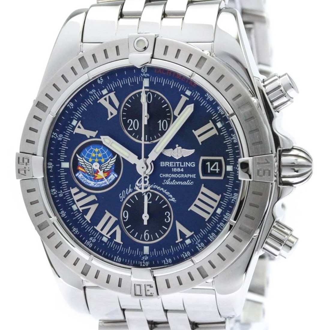BREITLING Chronomat Evolution Blue Impulse Mens Watch A13356 Polished (1 of 10)