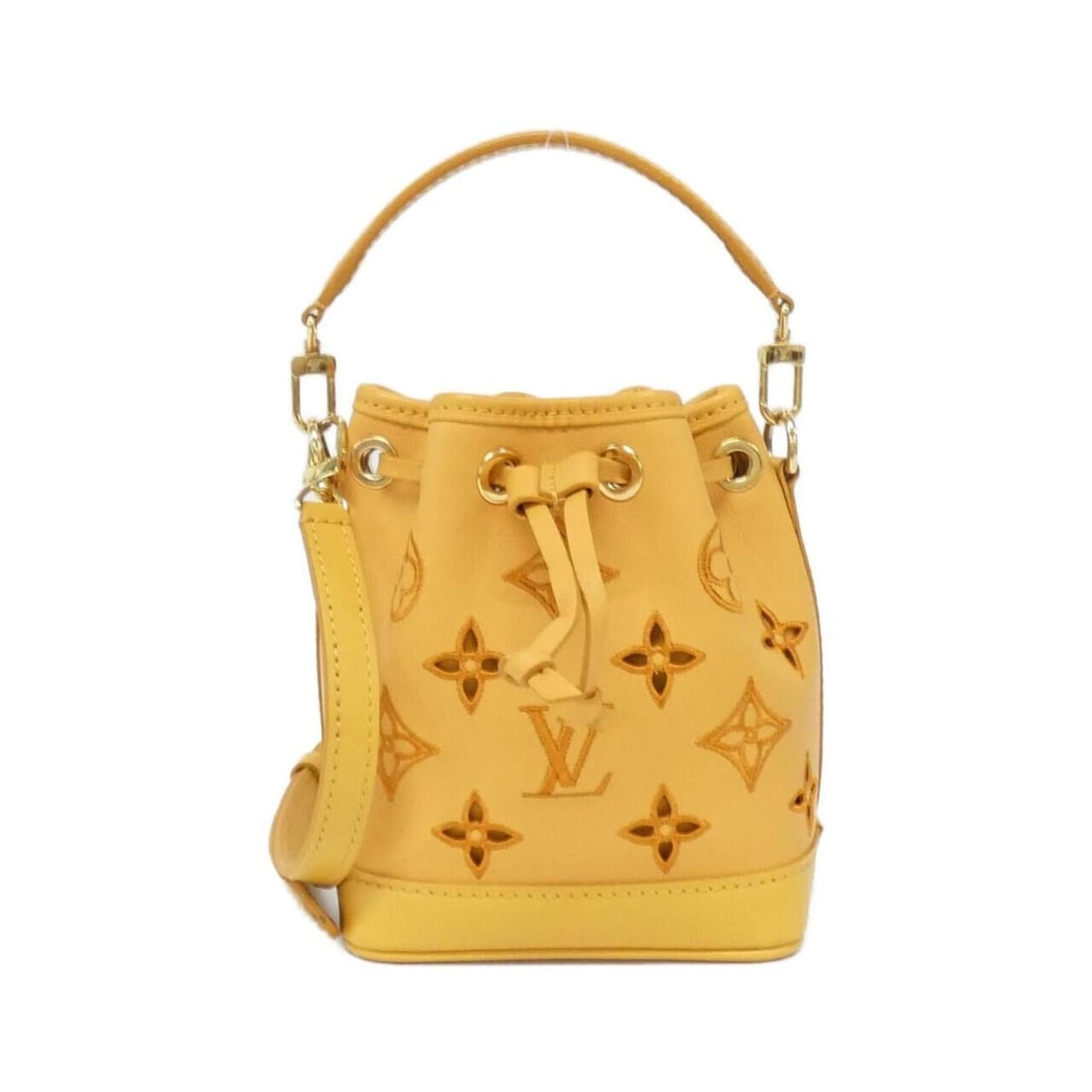Louis Vuitton Monogram LV Broderie Anglaise Nano Noe M82469 Shoulder Bag: --- Catalog ---Category: SizeSize (HxWxD): 16cm x 13cm x 10cm / 6.29'' x 5.11'' x 3.93''Category: DesignType: Shoulder bagColor: Saffron, YellowGender: WomenMaterial: Leather Leather/Fur Type: Calfski