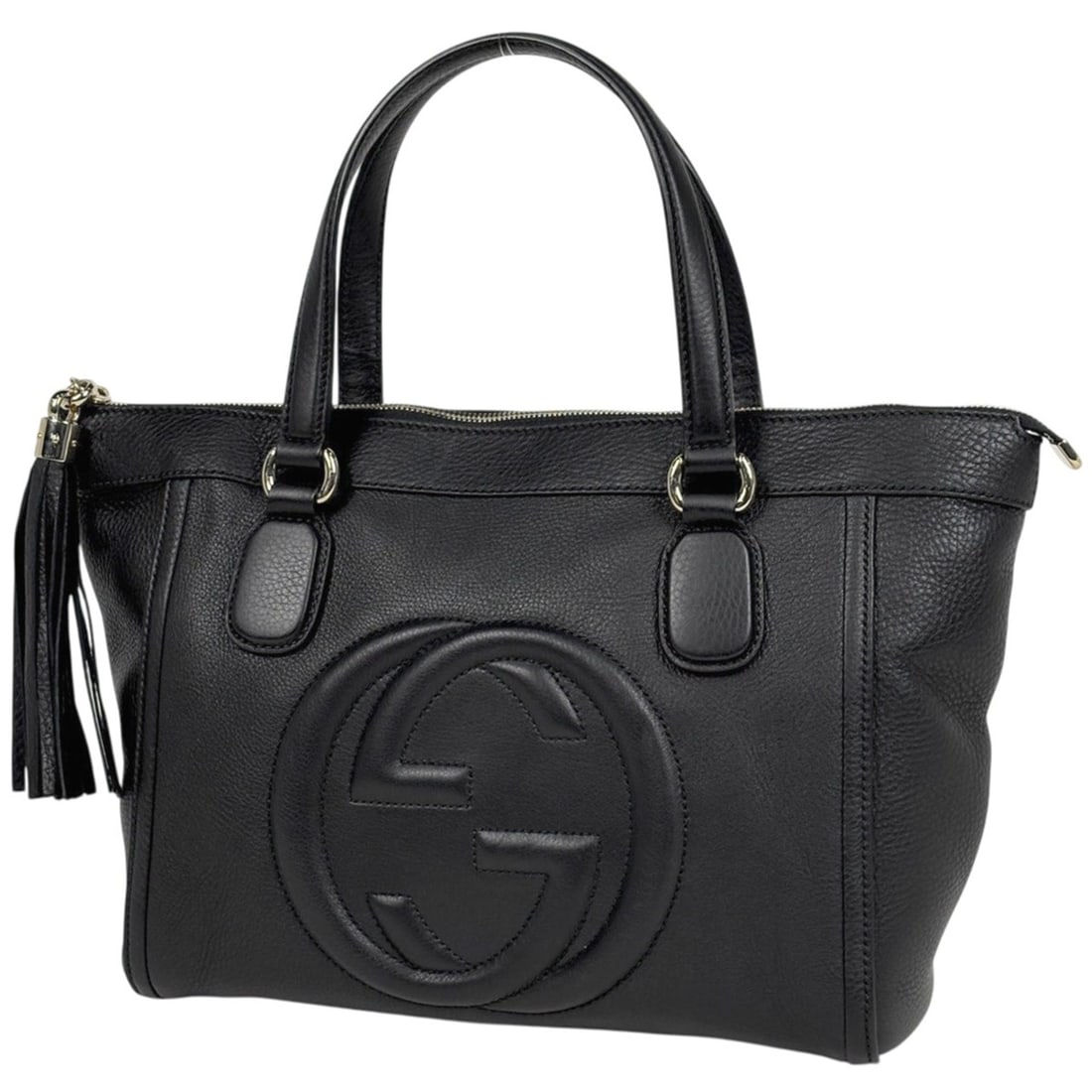 Gucci Soho Tote Bag, Handbag, Leather, Black, 282307, Women's: --- Catalog ---Category: SizeSize (HxWxD): 24cm x 29.5cm x 12cm / 9.44'' x 11.61'' x 4.72''Category: DesignType: Handbag, Tote bagColor: BlackGender: WomenMaterial: Leather Category: GeneralBrand: Guc