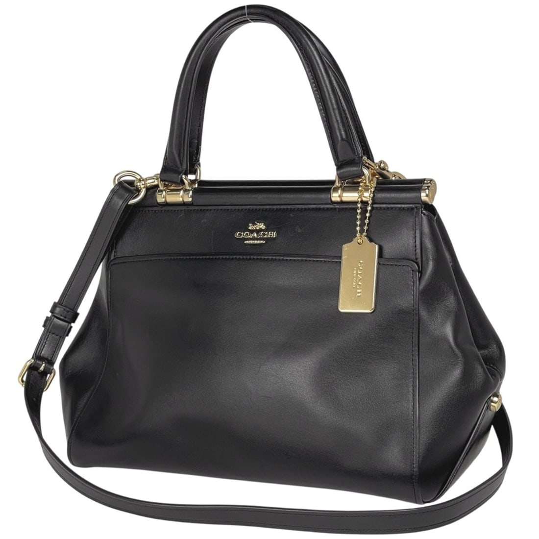 Coach logo handbag, 2-way shoulder bag, leather, black, 31916, women's: --- Catalog ---Category: SizeSize (HxWxD): 22cm x 28.5cm x 14cm / 8.66'' x 11.22'' x 5.51''Category: DesignType: Handbag, Shoulder bagColor: BlackGender: WomenMaterial: Leather Category: GeneralBrand: