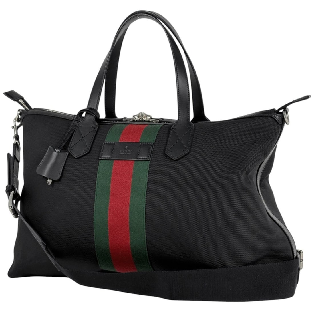 Gucci 359261 Women's Logo Handbag/Shoulder Bag with Sherry Line Web and Nylon Finish in Black, (1 of 11)