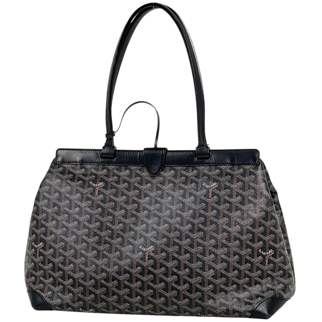 Goyard Belle Chasse PM Shoulder Bag/Tote Bag in Coated Canvas, Black, Women's: --- Catalog ---Category: SizeSize (HxWxD): 26cm x 35cm x 15cm / 10.23'' x 13.77'' x 5.9''Category: DesignType: Shoulder bag, Tote bagColor: BlackGender: WomenMaterial: Coated canvas , Leather Category
