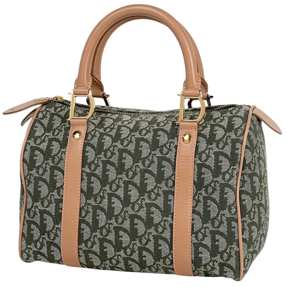 Christian Dior Trotter Print Handbag, Mini Boston Bag, Canvas, Green and Brown, Women's: --- Catalog ---Category: SizeSize (HxWxD): 17.5cm x 25cm x 15cm / 6.88'' x 9.84'' x 5.9''Category: DesignType: Boston bag, HandbagColor: Brown, GreenGender: WomenMaterial: Canvas , Leather Category: G