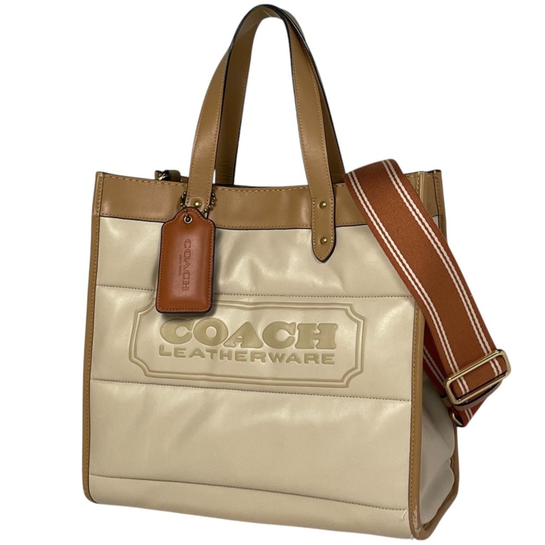 Coach logo tote bag, 2-way shoulder leather, beige, C6847, women's: --- Catalog ---Category: SizeSize (HxWxD): 29cm x 30cm x 15cm / 11.41'' x 11.81'' x 5.9''Category: DesignType: Shoulder bag, Tote bagColor: BeigeGender: WomenMaterial: Leather Category: GeneralBrand: