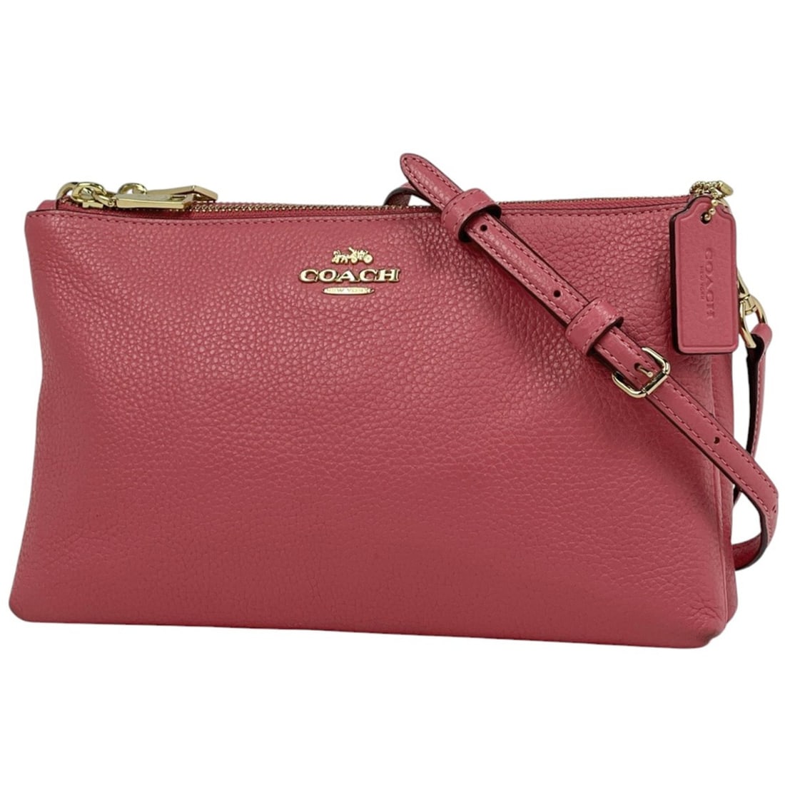 Coach Logo Shoulder Bag, Crossbody Leather, Pink, F34265, Women's: --- Catalog ---Category: SizeSize (HxWxD): 15cm x 24cm x 5cm / 5.9'' x 9.44'' x 1.96''Category: DesignType: Shoulder bagColor: PinkGender: WomenMaterial: Leather Category: GeneralBrand: Coach--- Item