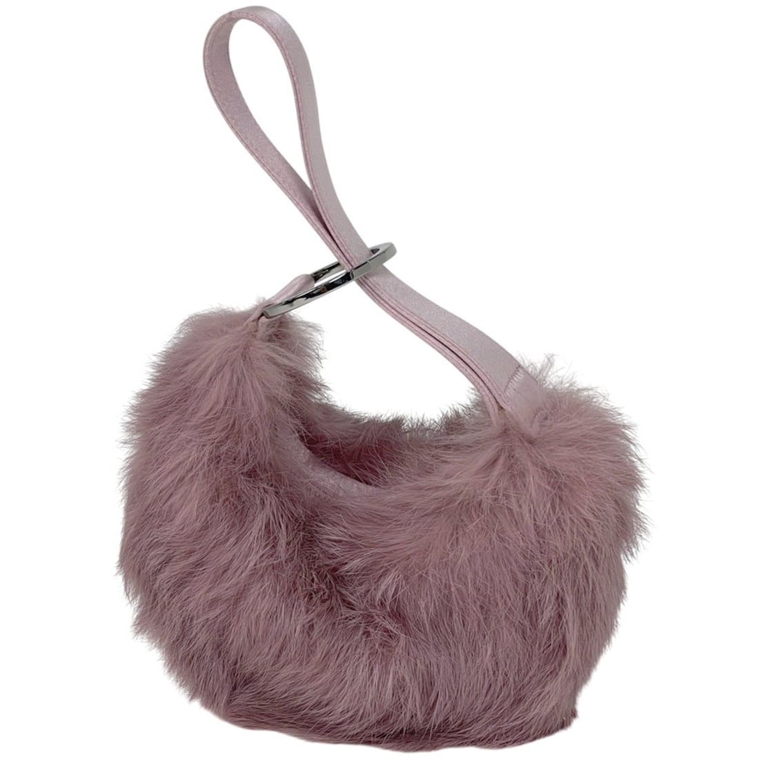 Gucci Logo Handbag Pouch with Fur, Pink, 0050849, Women's (1 of 14)