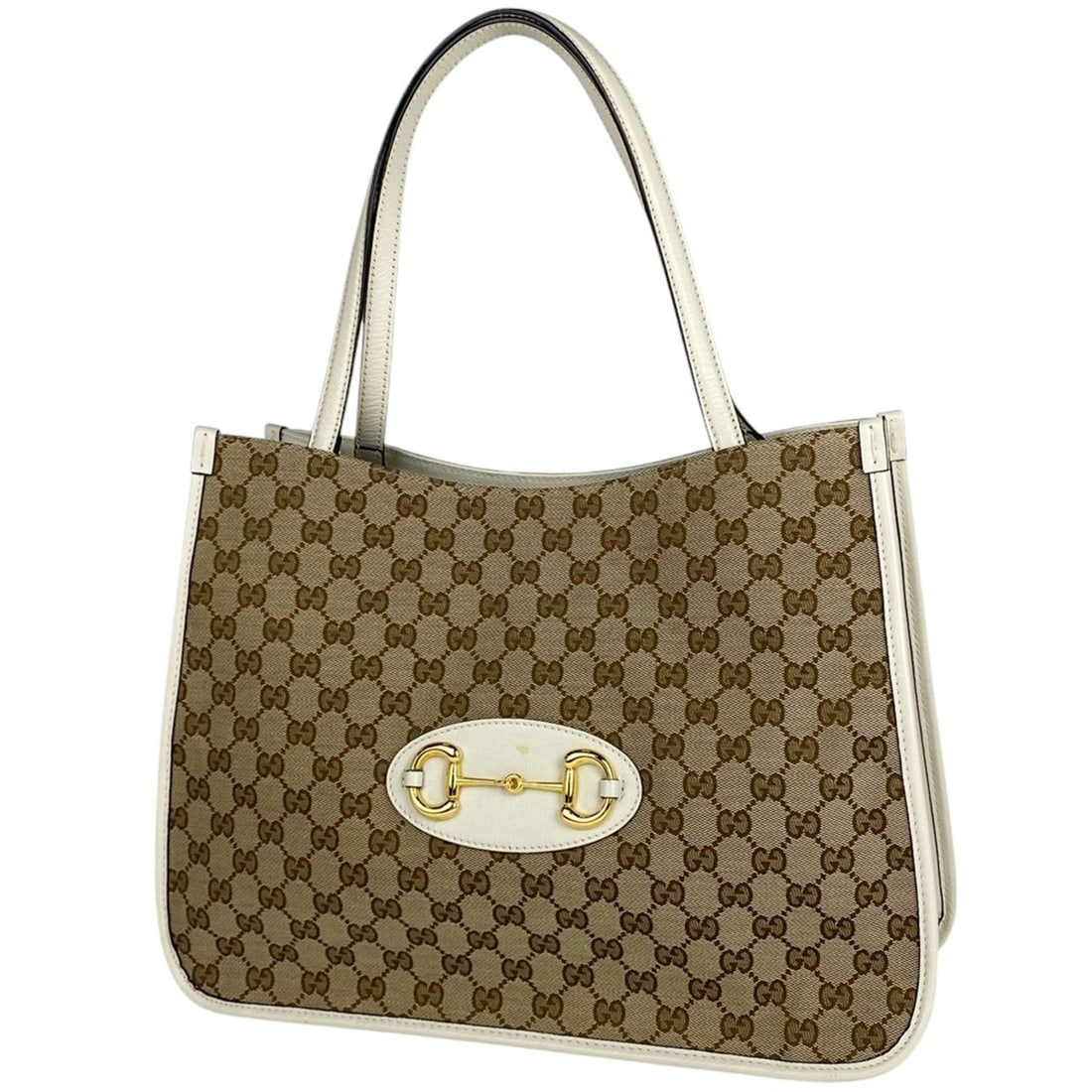 Gucci Horsebit Tote Bag, Shoulder GG Canvas, Beige, White, 623694, Women's: --- Catalog ---Category: SizeSize (HxWxD): 28cm x 37.5cm x 13cm / 11.02'' x 14.76'' x 5.11''Category: DesignType: Shoulder bag, Tote bagColor: Beige, WhiteGender: WomenMaterial: GG canvas , Leather Ca